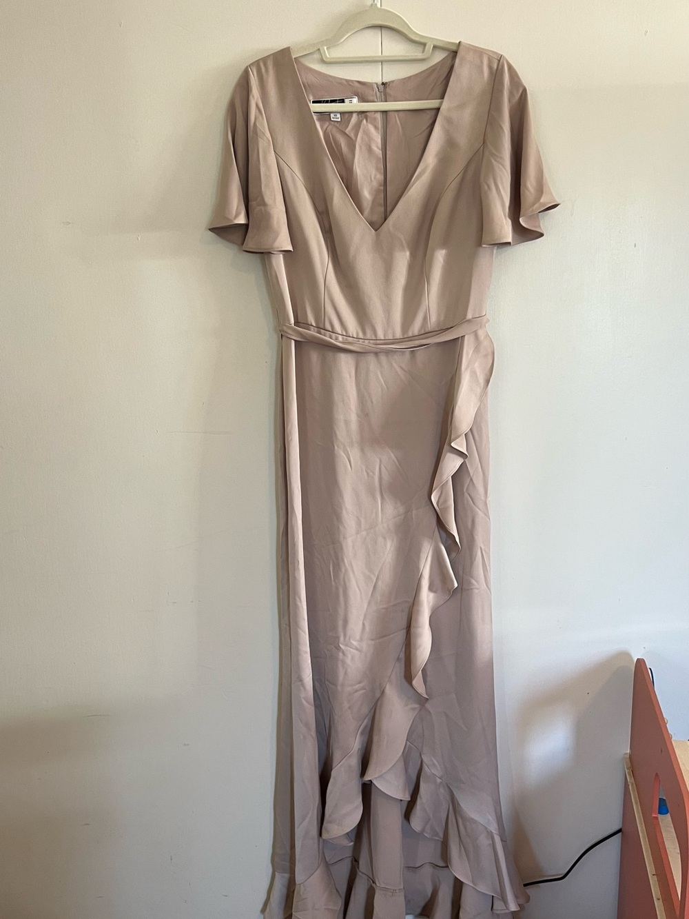 David's Bridal Ruffle-Trim Crepe Bridesmaid Dress